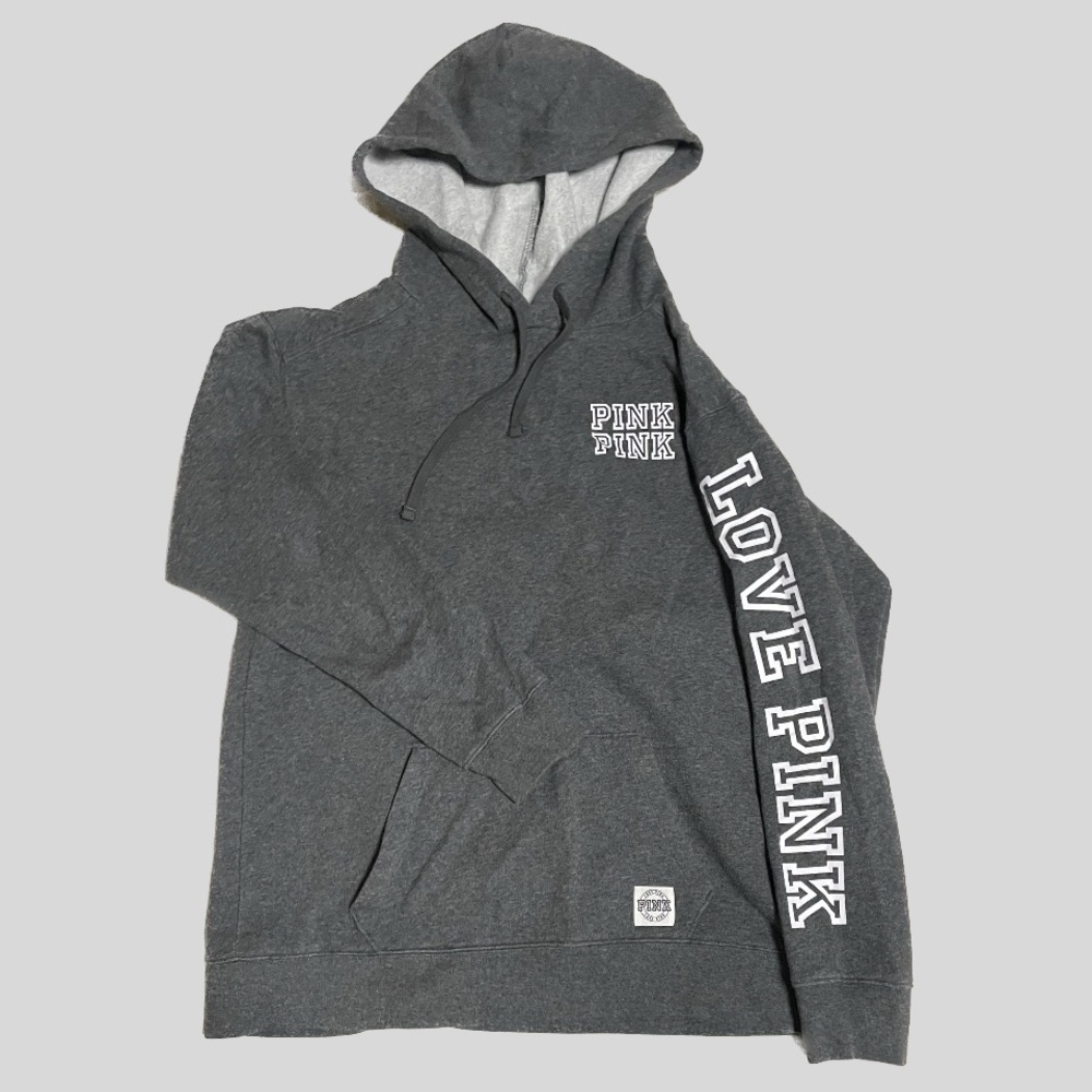 PINK grey hooded sweatshirt